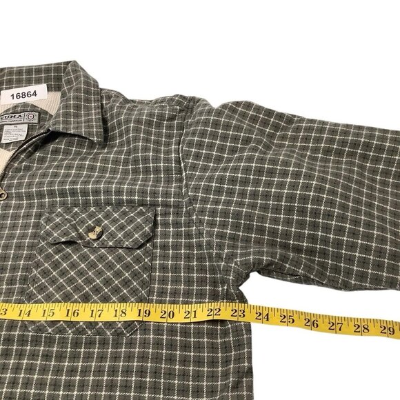 Y.U.M.A. Men’s Plaid Green Flannel Shirt Full Zip Thermal Lined Size XL - Picture 8 of 11